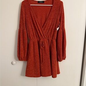 Akira fit and flare rust dress